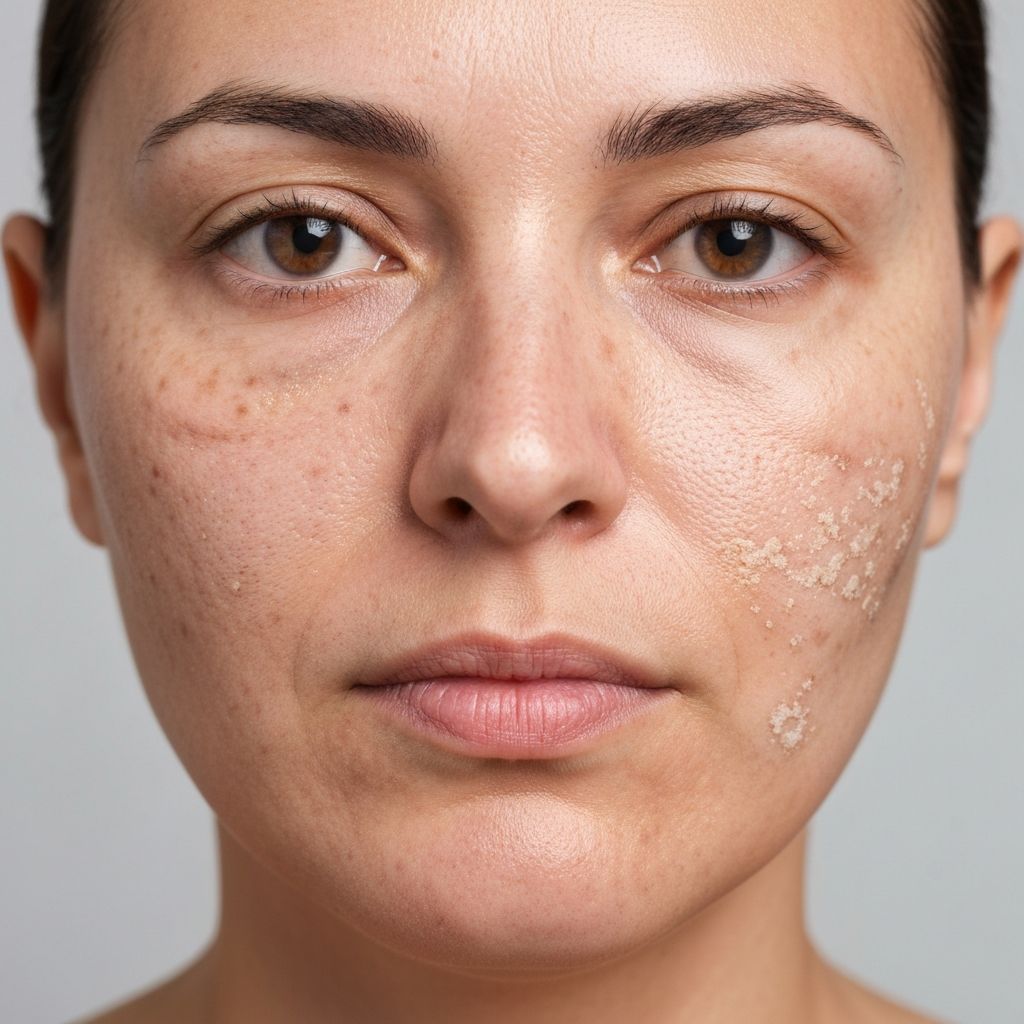 Client skin before Korean facial treatment showing uneven tone and texture